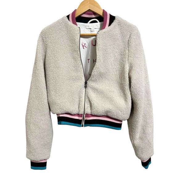 Spiritual Gangster Trust The Universe Furry Fleece Bomber Jacket Size Small - Picture 2 of 6